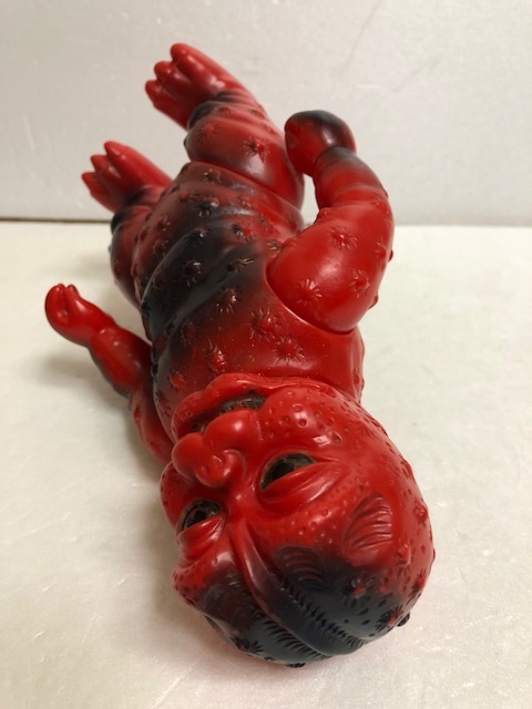 S44年☆赤色☆ミニラ（ゴジラの息子） ひよこマーク有 ソフビ人形