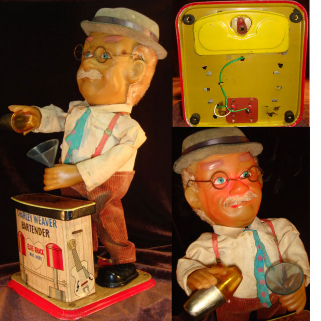 酔っ払いのバーテンダー ブリキ製 人形 当時物 JAPAN 電池式 現状