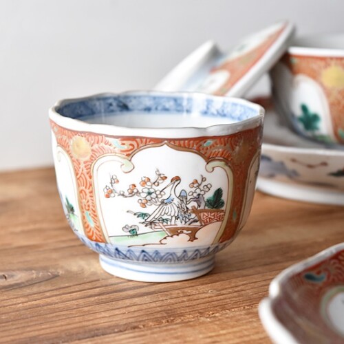 古伊万里 蕎麦猪口 江戸時代後期 染付 算木文 そば猪口 K221 開