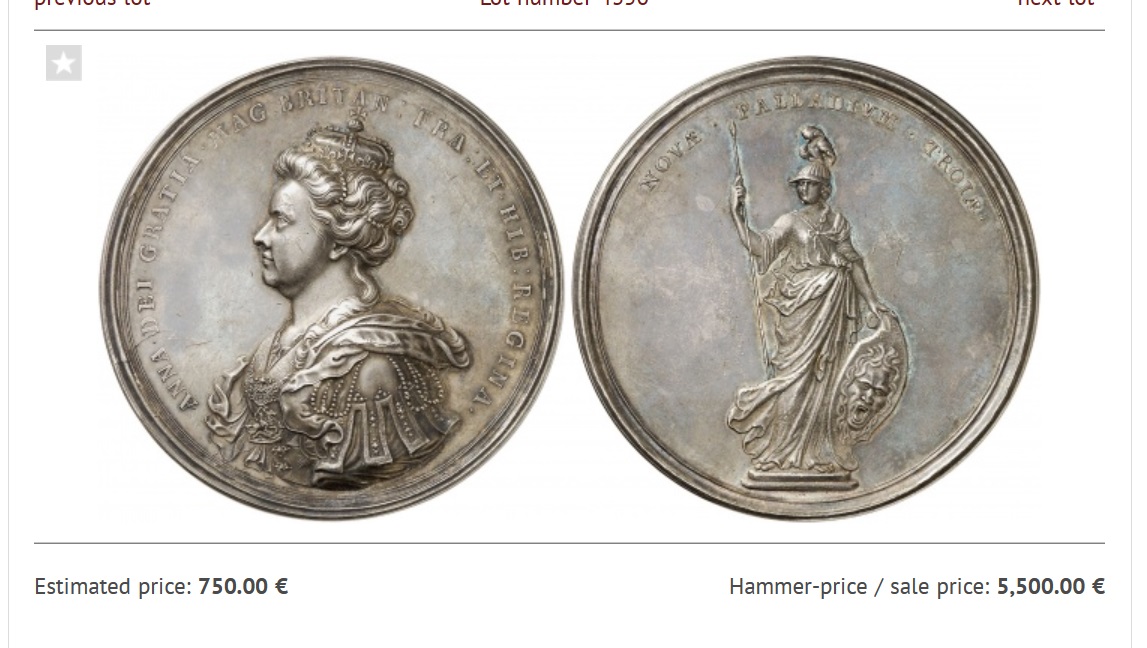 単独最高鑑定】1707年アン女王スコットランド統合記念シルバーメダル