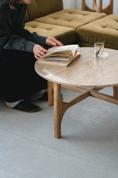 sed/met クロステーブル φ750 Low｜天然大理石×マンゴーウッドの