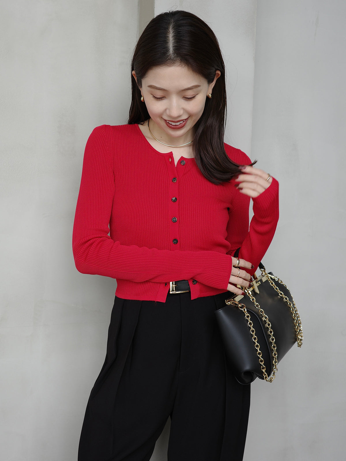 リュクスビスコースリブニットカーディガン