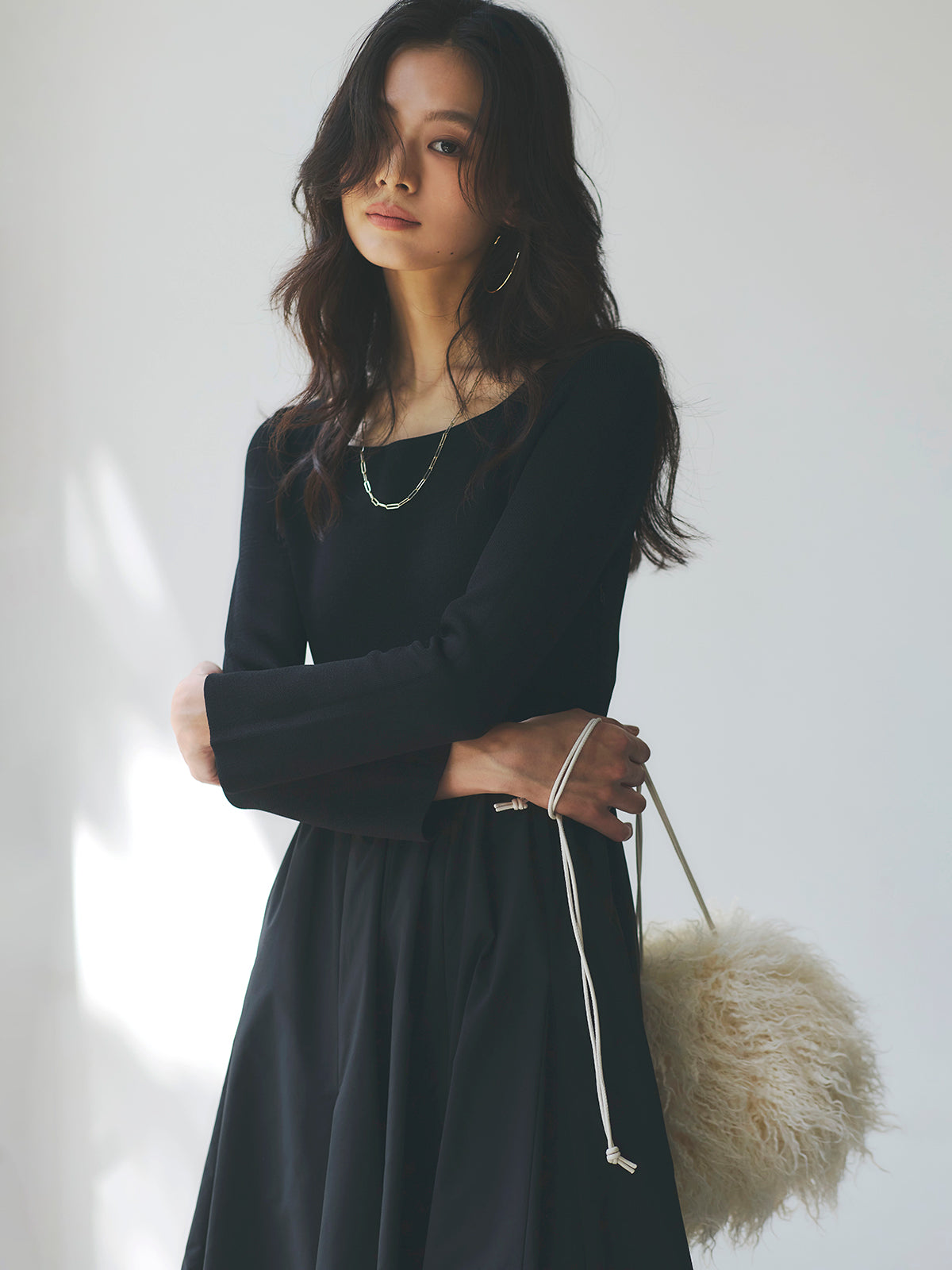 ニットドッキングフレアワンピース