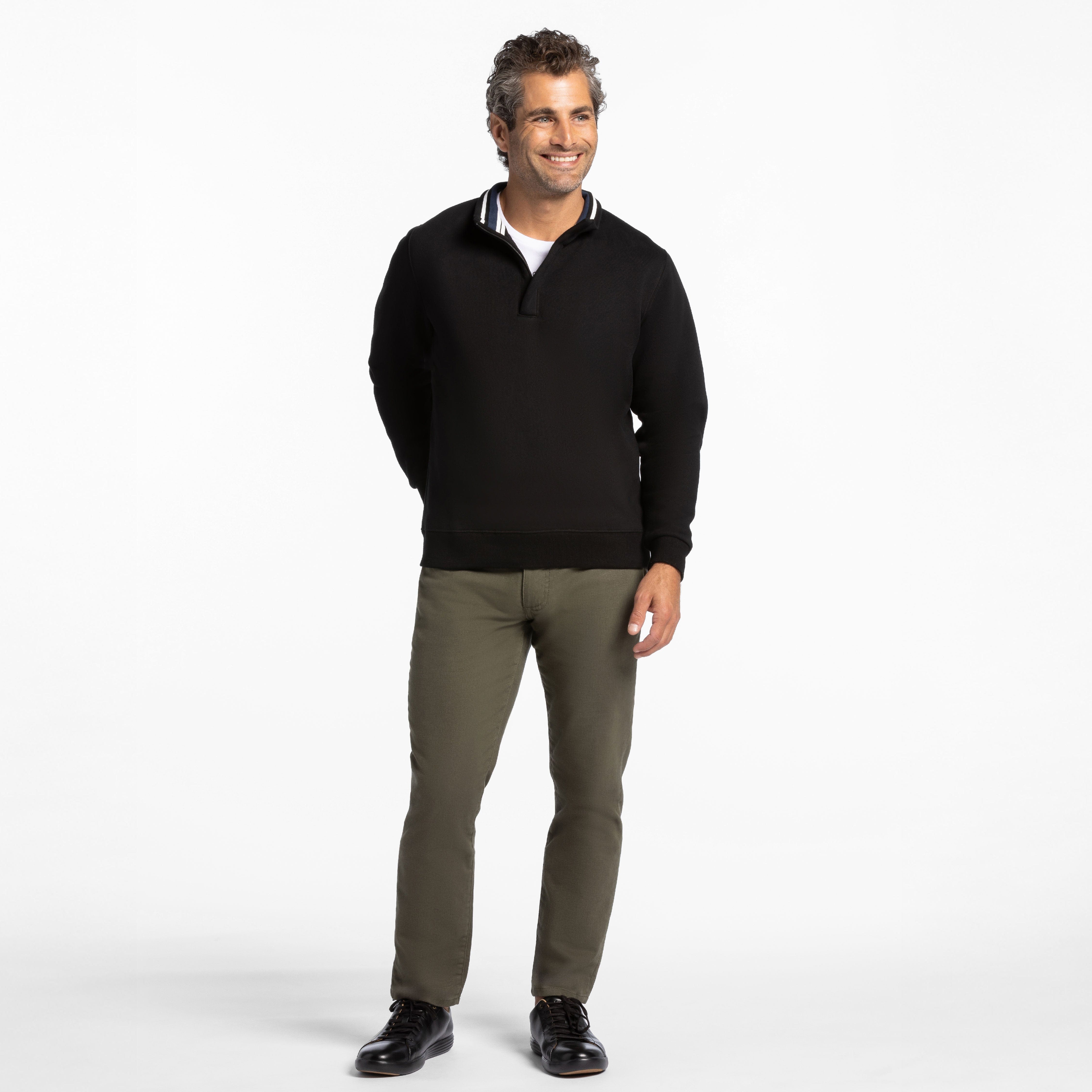 Ash & Erie Black Quarter-Zip Sweatshirt for Short Men
