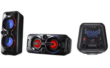 東芝エルイー、7色に光りカラオケもできる重低音「パーティスピーカー