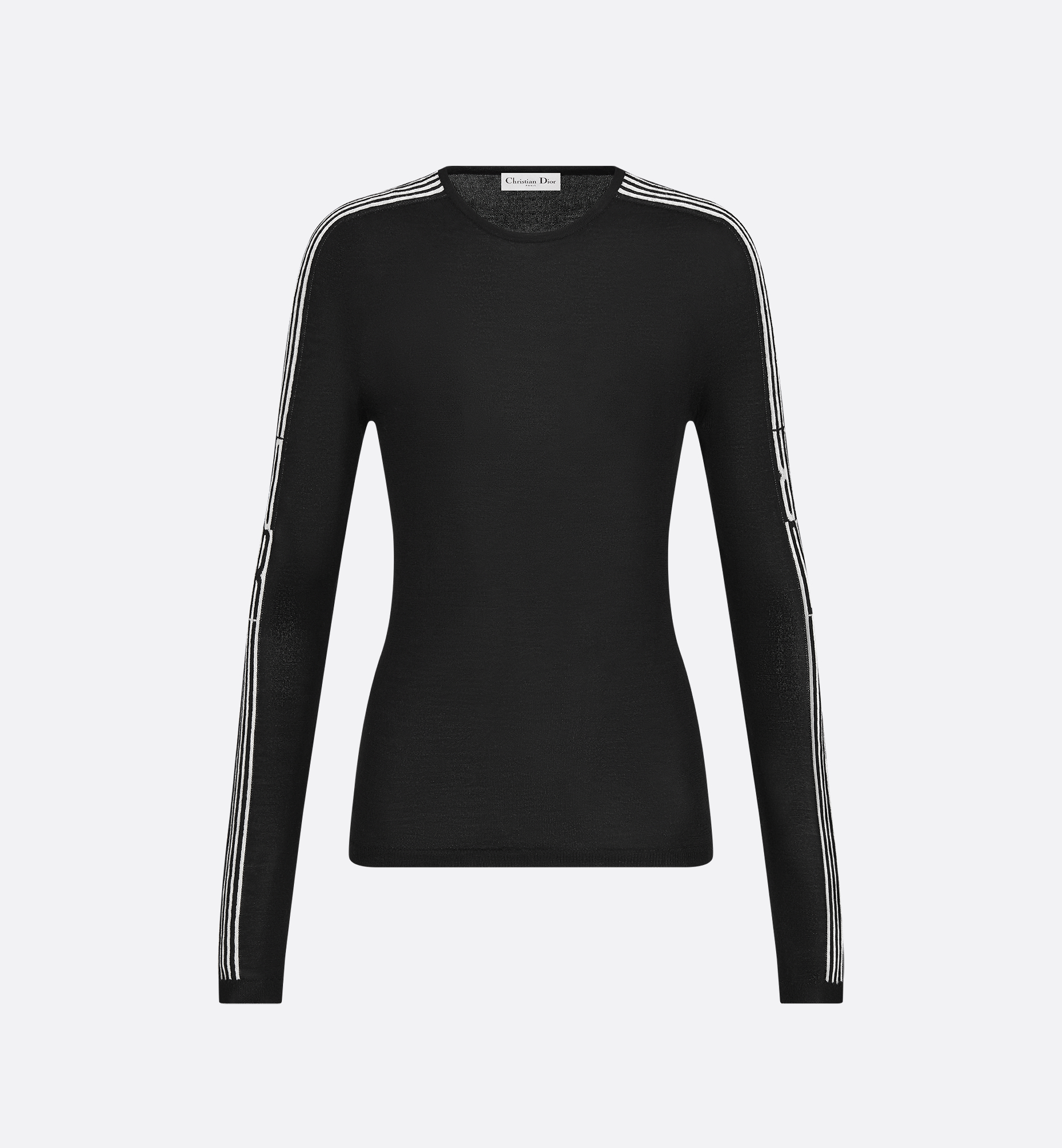 DiorAlps Fitted Sweater Black Cashmere and Silk Knit with White