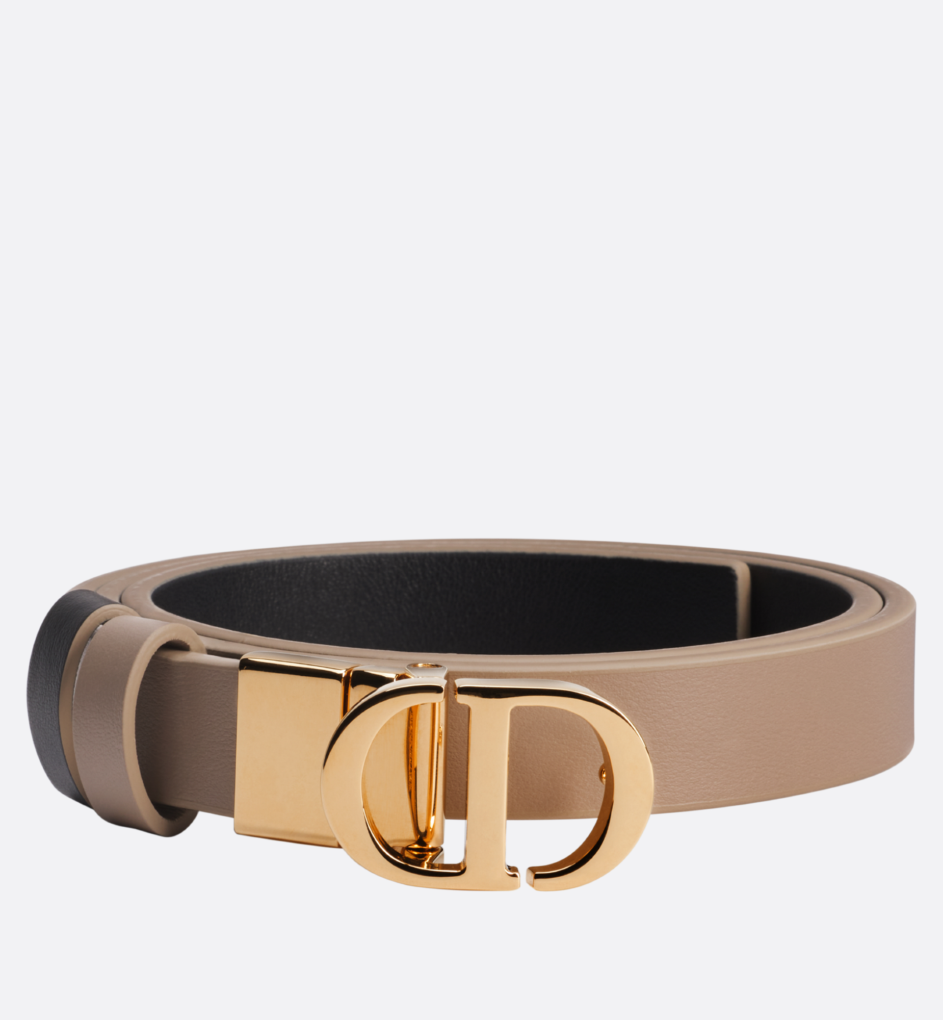 30 Montaigne Reversible Belt Hazelnut and Black Smooth Calfskin