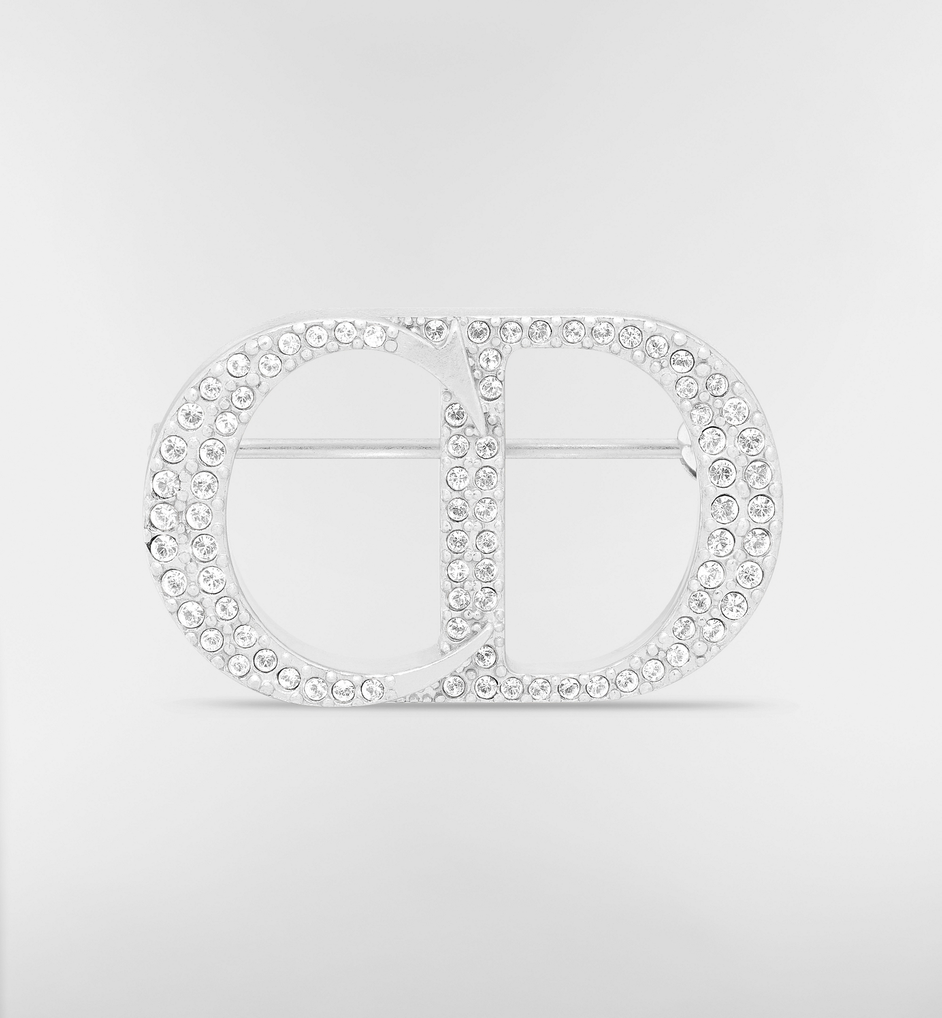CD Icon Brooch Silver and White Crystals | DIOR