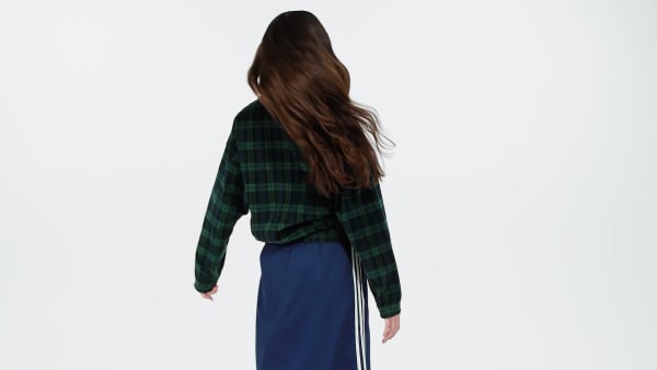 アディダス コーデュロイ タータン ハーフジップトップ - ブルー