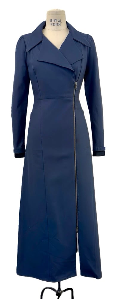 McClearon Jacket-Navy asymmetrical Zip Trench jacket/Dress, Modern