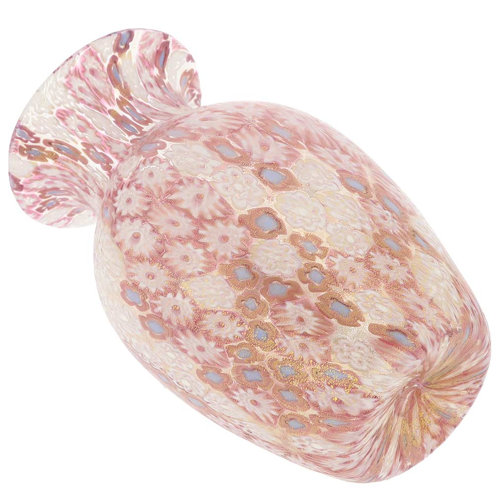 Murano Glass Vases | Golden Quilt Millefiori Urn Vase - Pink