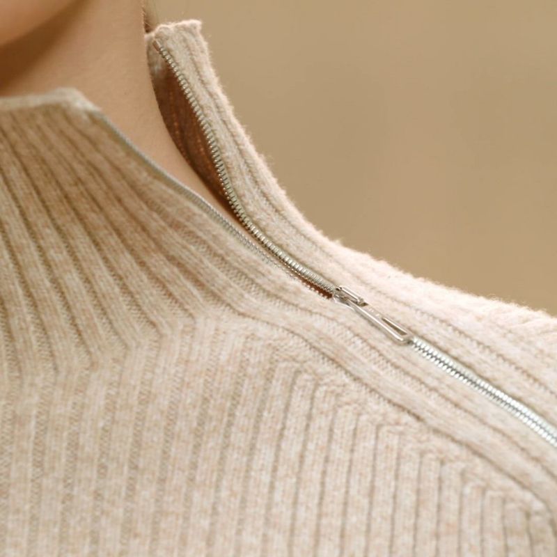 Long-sleeve cropped sweater - Beige | Hermès Netherlands