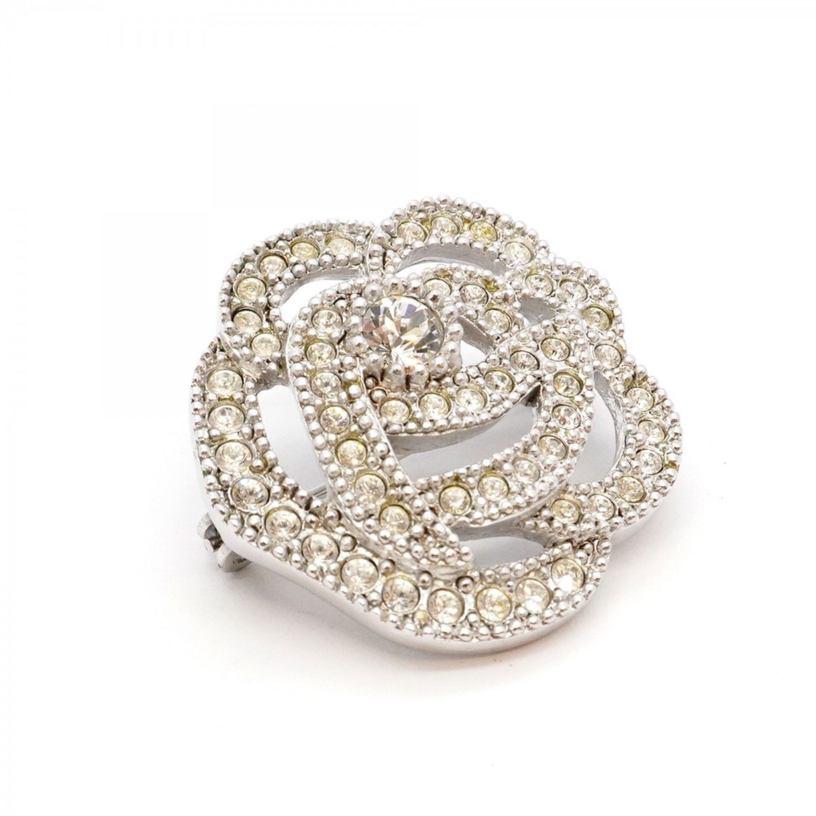 激レア 未使用級］ディオール 薔薇 シルバー ラインストーン ブローチ