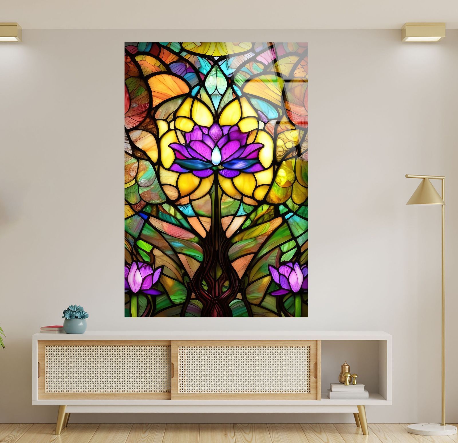 ガラスウォールアート ガラスアート素材：4mmの強化ガラス、ガラスの壁