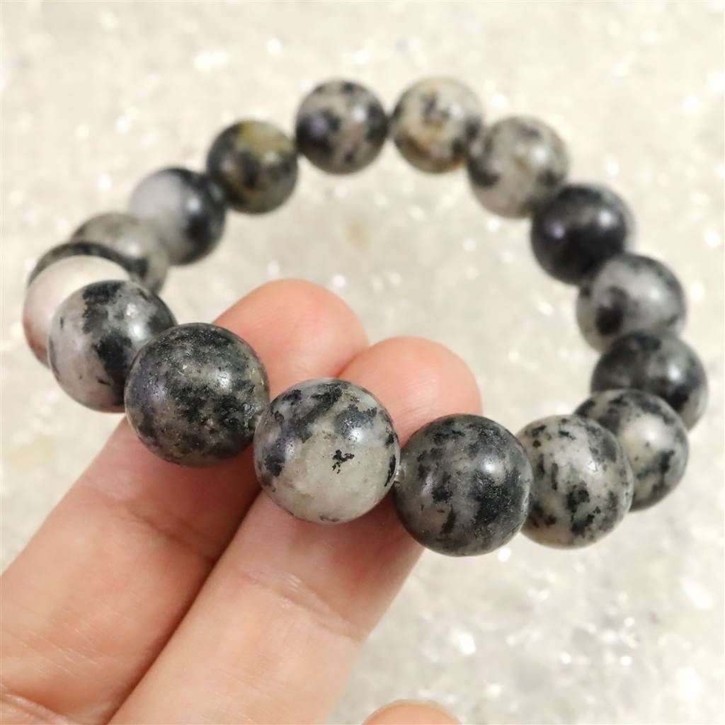 H&E社 ブラックトルマリン アゼツライト（AZOZEO) 12mm玉ブレスレット