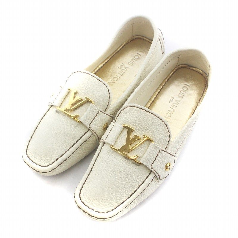 本物保証】 LOUIS VUITTON ルイヴィトン ホワイトローファー 8 本物