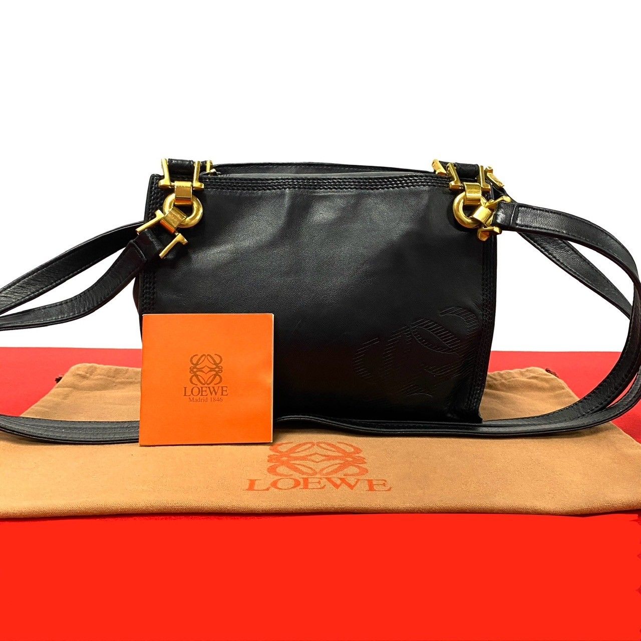 極 美品 希少品 LOEWE ロエベ ヴィンテージ アナグラム ロゴ ナッパ