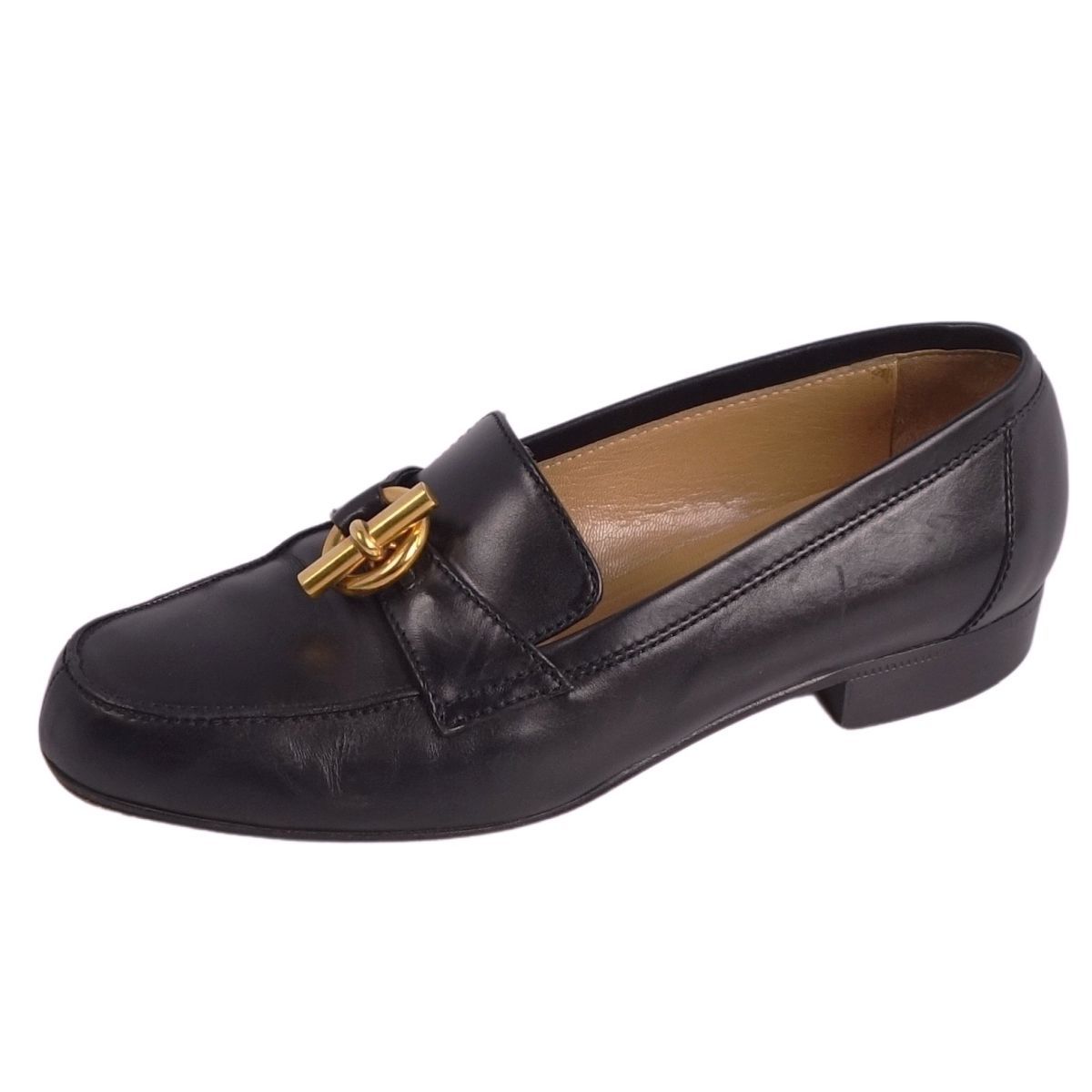 美品 エルメス HERMES ローファー モカシン シェーヌダンクル金具