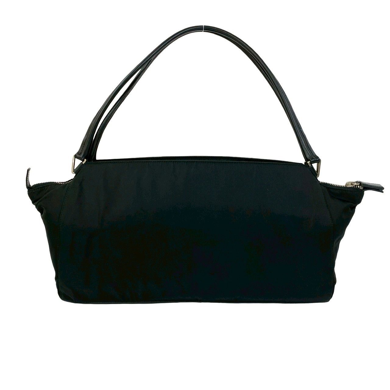 極 美品 袋付 PRADA プラダ 三角ロゴ 金具 ナイロン レザー 本革