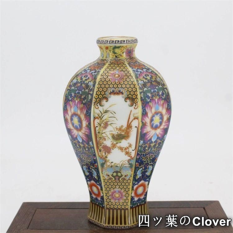 パステル蒔絵人物四角い花瓶 景徳鎮 陶磁器 装飾品 工芸品 美術品 置物