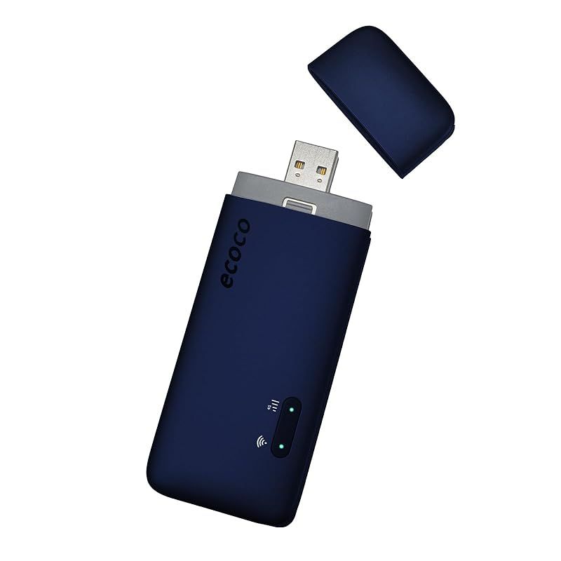 ecoco】1年間 ギガ 付 USB型 ポケット Wi-Fi 契約不要 月額費用無し