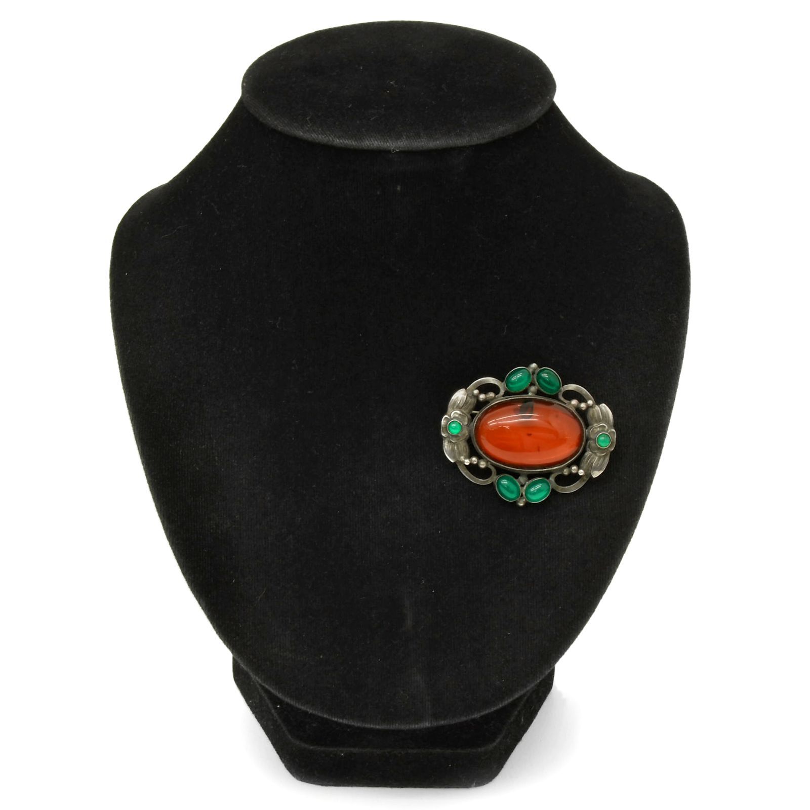 名品】ジョージ ジェンセン ブローチ #78 アンバー／グリーンアゲート