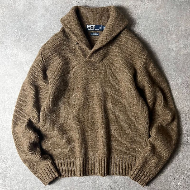 90s POLO RALPH LAUREN ショールカラー ウール カシミヤ ニット
