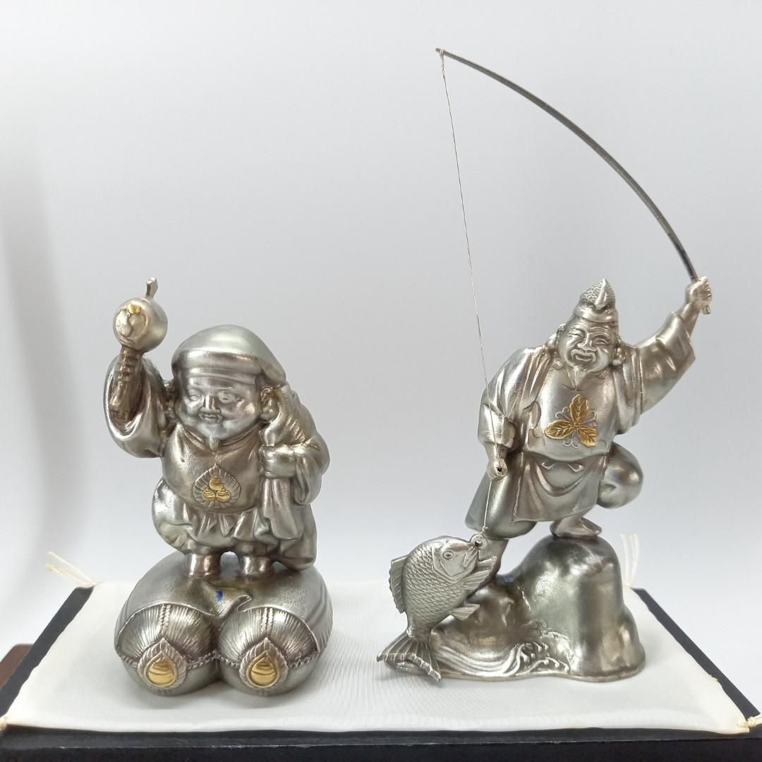 純銀製】大黒天 恵比寿 置物 ガラスケース - メルカリ