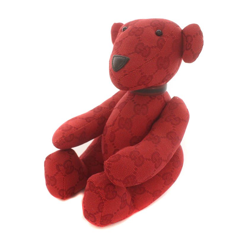 グッチ GUCCI テディベア ぬいぐるみ キャンバス GG柄 くま クマ 赤