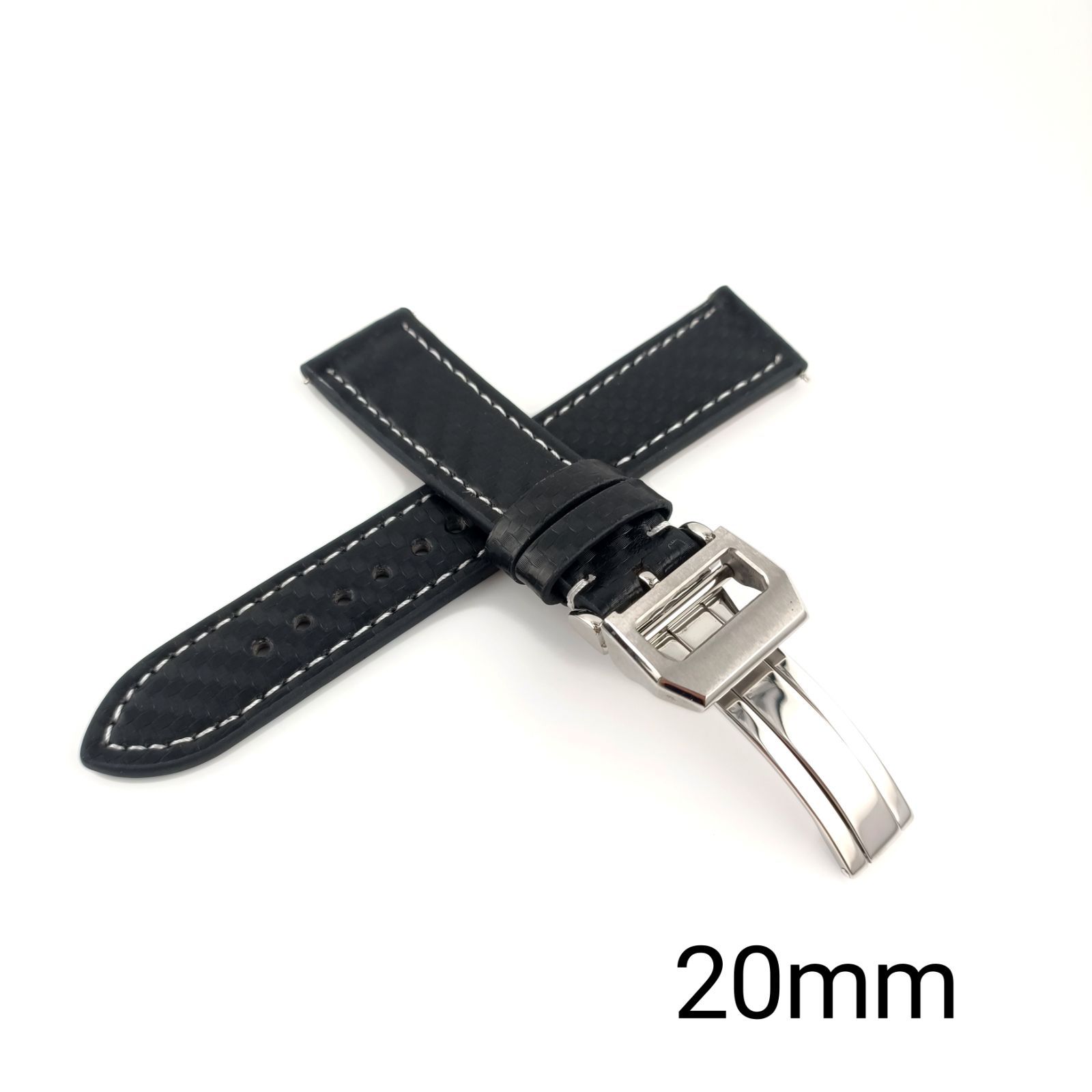 20mm 腕時計 ベルト カーボン ブラック 【対応】IWC ポルトギーゼ