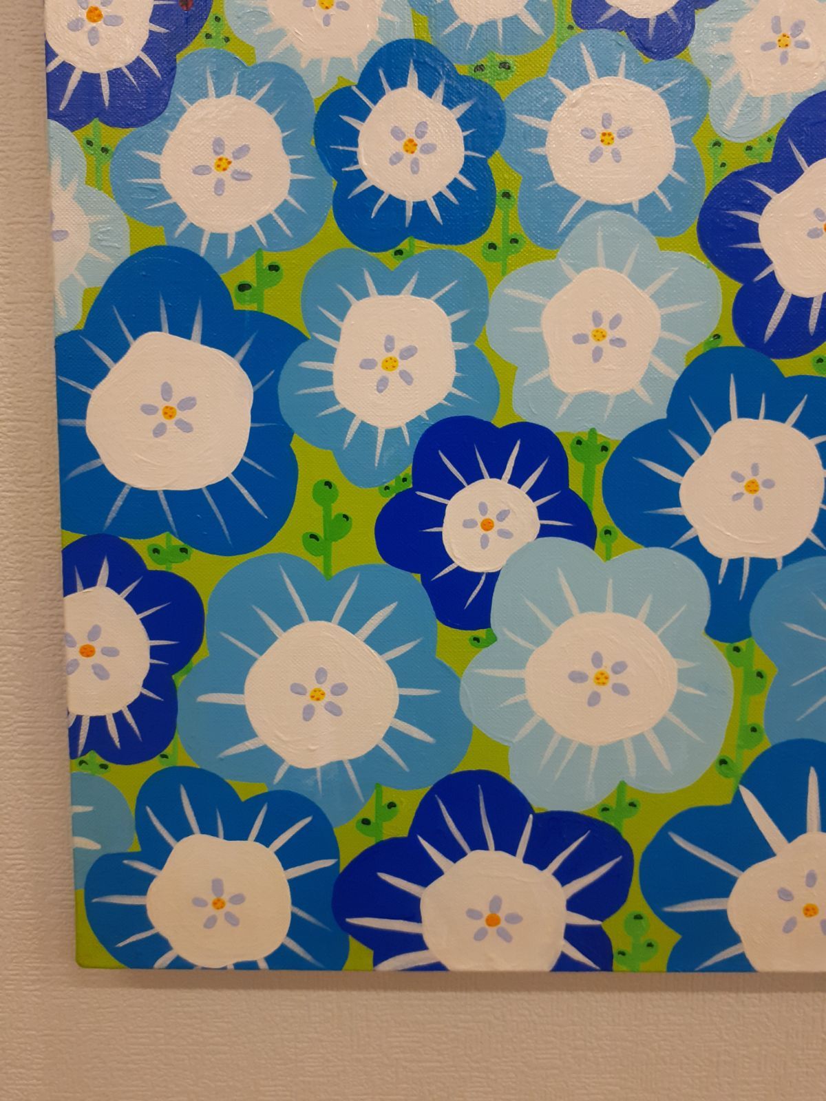 ハッピーネモフィラ畑F20号ハッピー太陽画家小楠アキコ作品