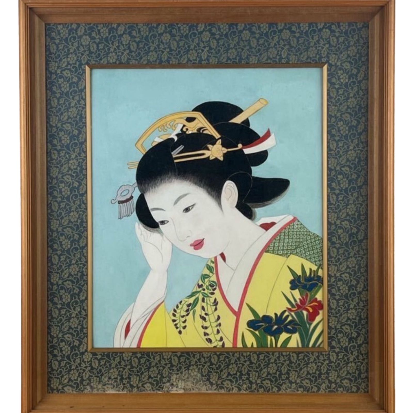 牡丹図】里暁 2596 ボタン 共箱 掛け軸 肉筆