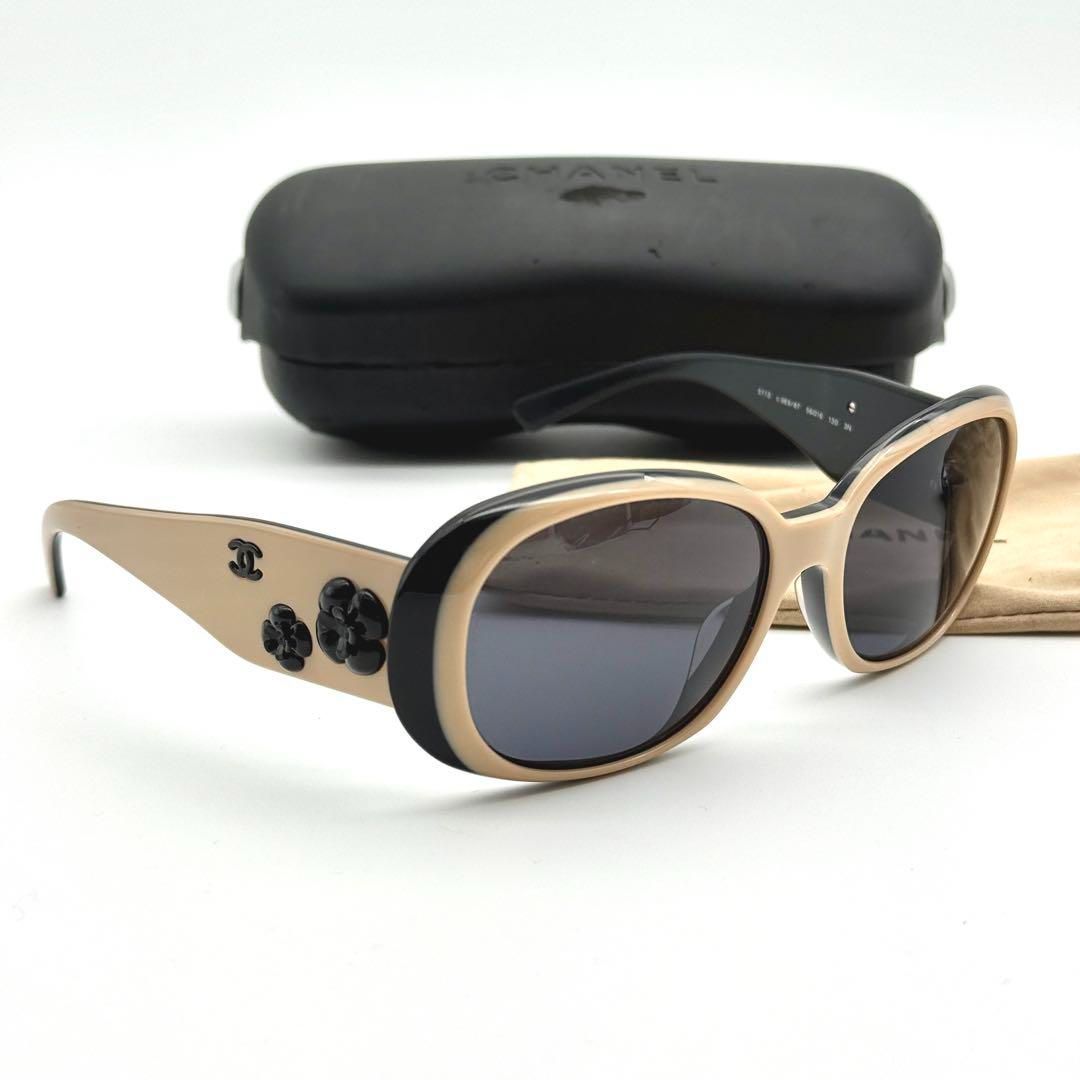 CHANEL サングラス カメリア 5113 ベージュ ブラック ココマーク