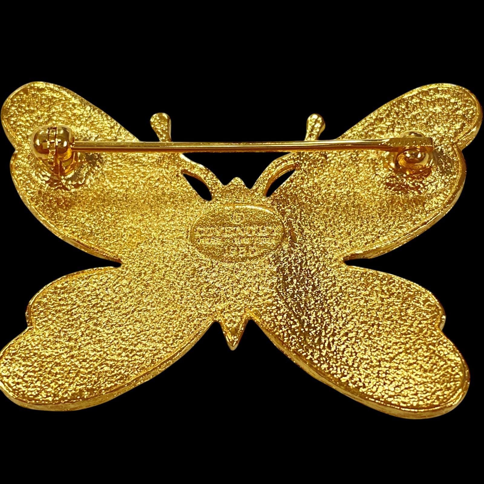 希少 美品 GIVENCHY ジバンシー 蝶 バタフライ ブローチ ゴールド