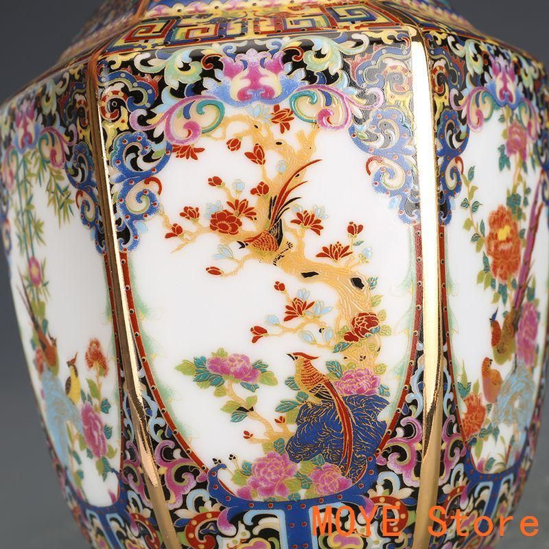 乾隆琺瑯彩六方瓶 景徳鎮 陶磁器 装飾品 現代工芸品 美術品 置物 景徳