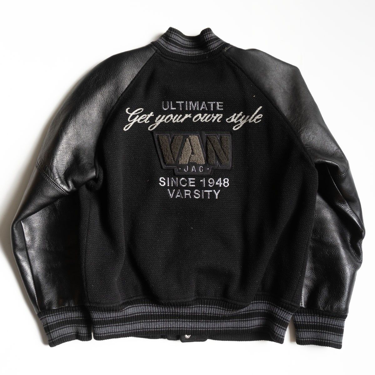 美品】 VAN JAC 【袖レザー スタジャン】L ヴァン ワッペン スタジアム