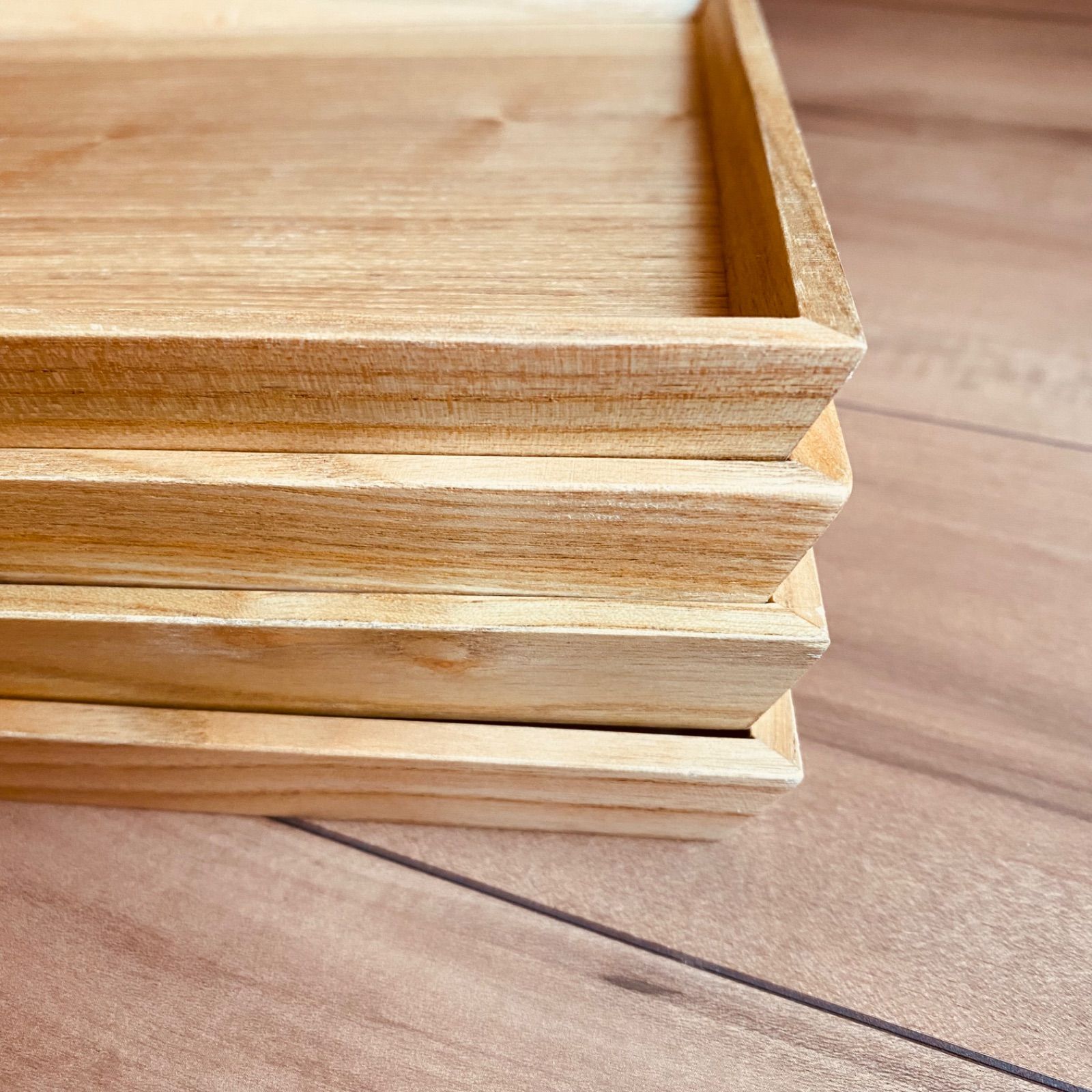 新品 木製トレー 5枚セット 木 トレイ お盆 お食事トレイ スタッキング