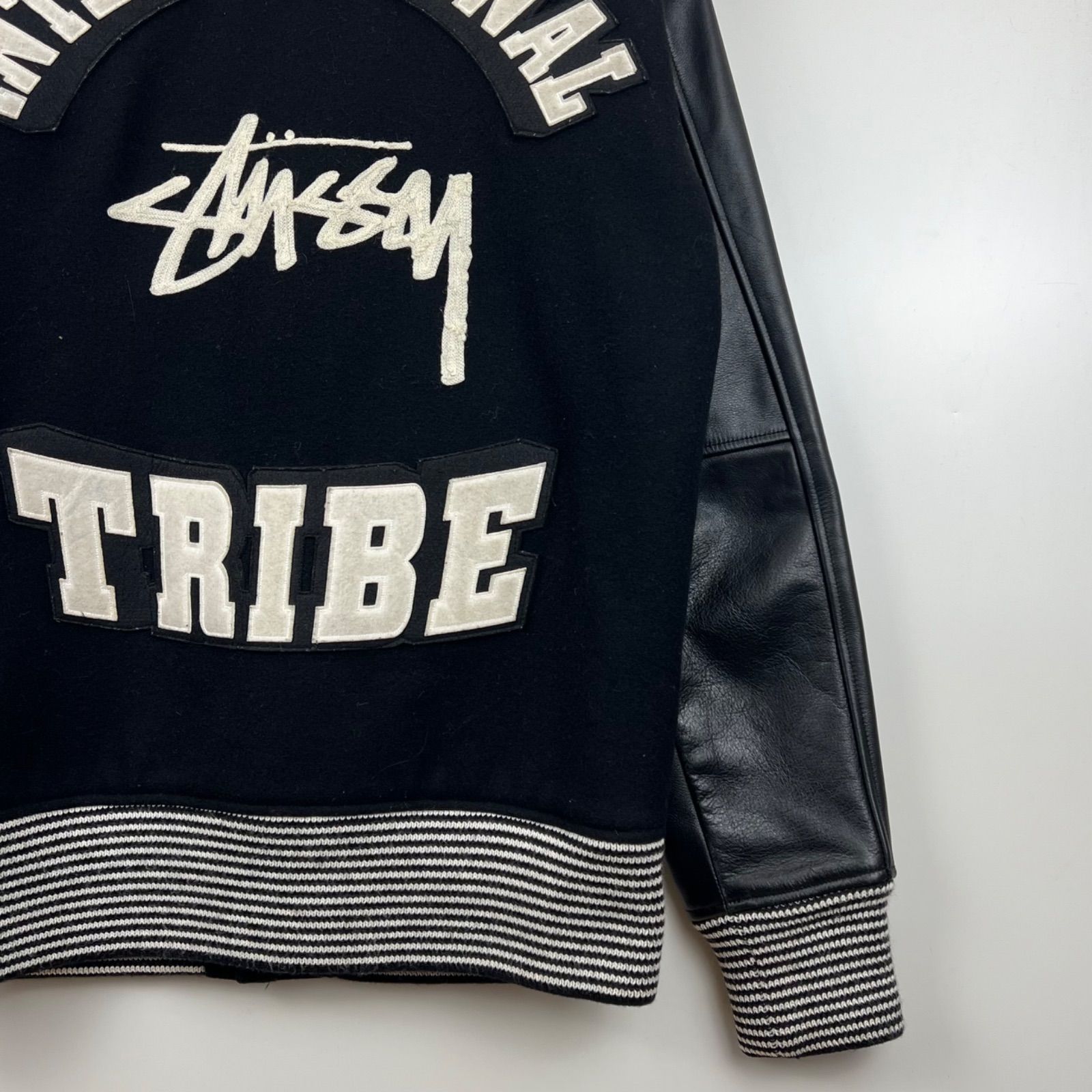 STUSSY NEXUS7 30th RETROSPECTIVE leather sleeve varsity jacket L