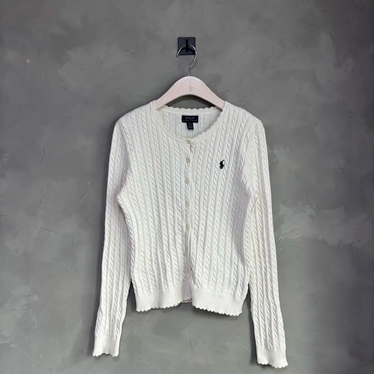 ホワイトニットカーディガン ポロラルフローレン ニットカーディガン