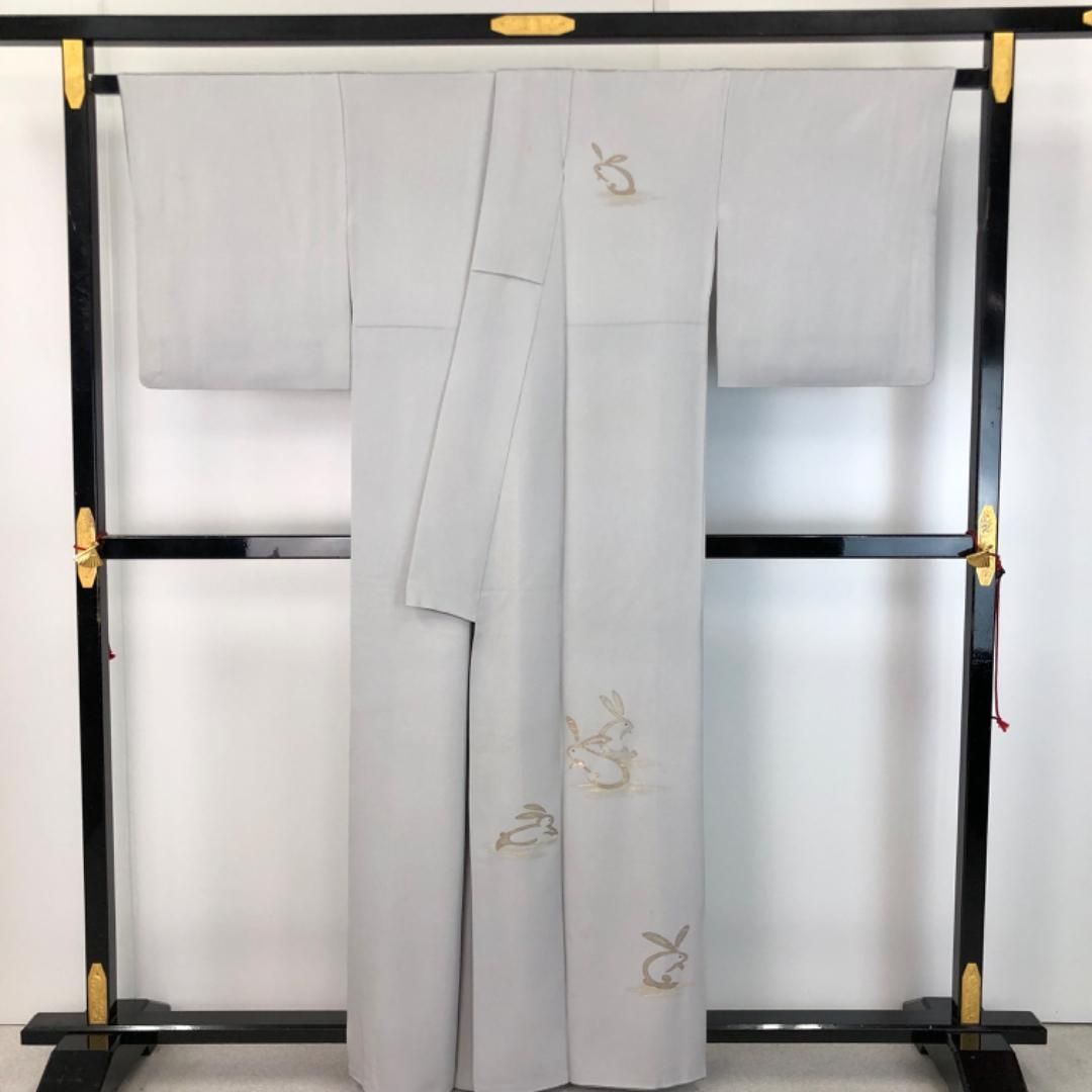 付下げ うさぎ柄 兎 金彩 白鼠色 K-5513 - メルカリ