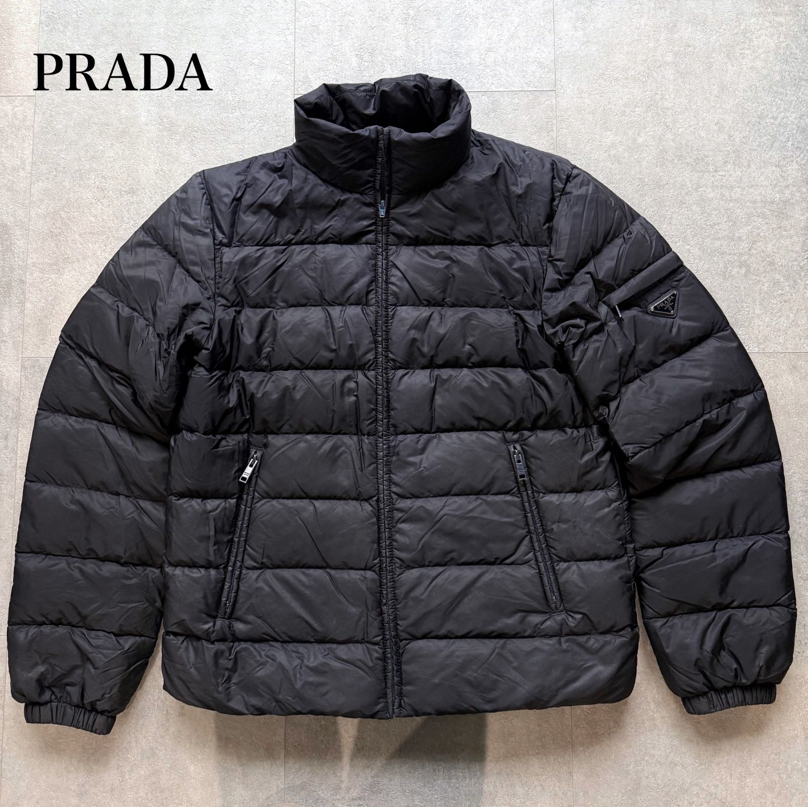 PRADA プラダ ダウン ジャケット ブラック 三角ロゴ サイズL程度 未