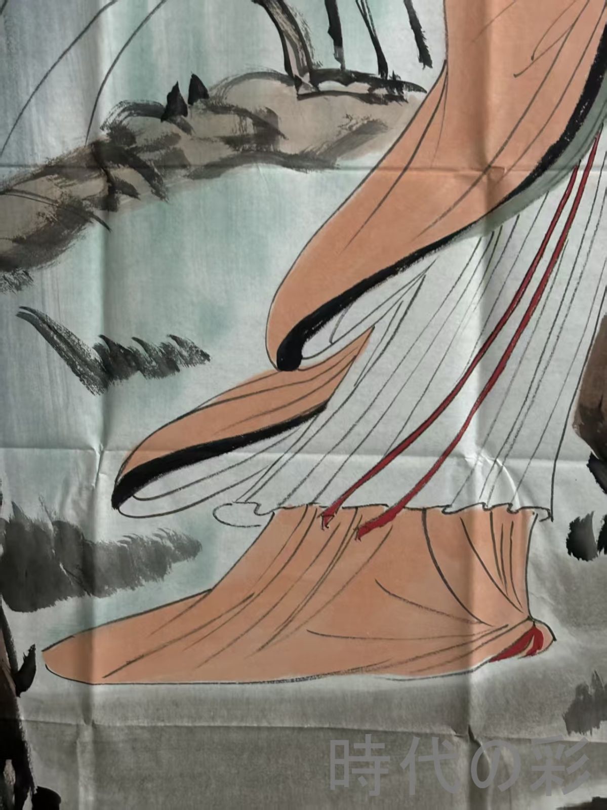 中国画 額付 四条屏】黄冑 風人物図 掛軸セット 宣紙・手工表装 中国画