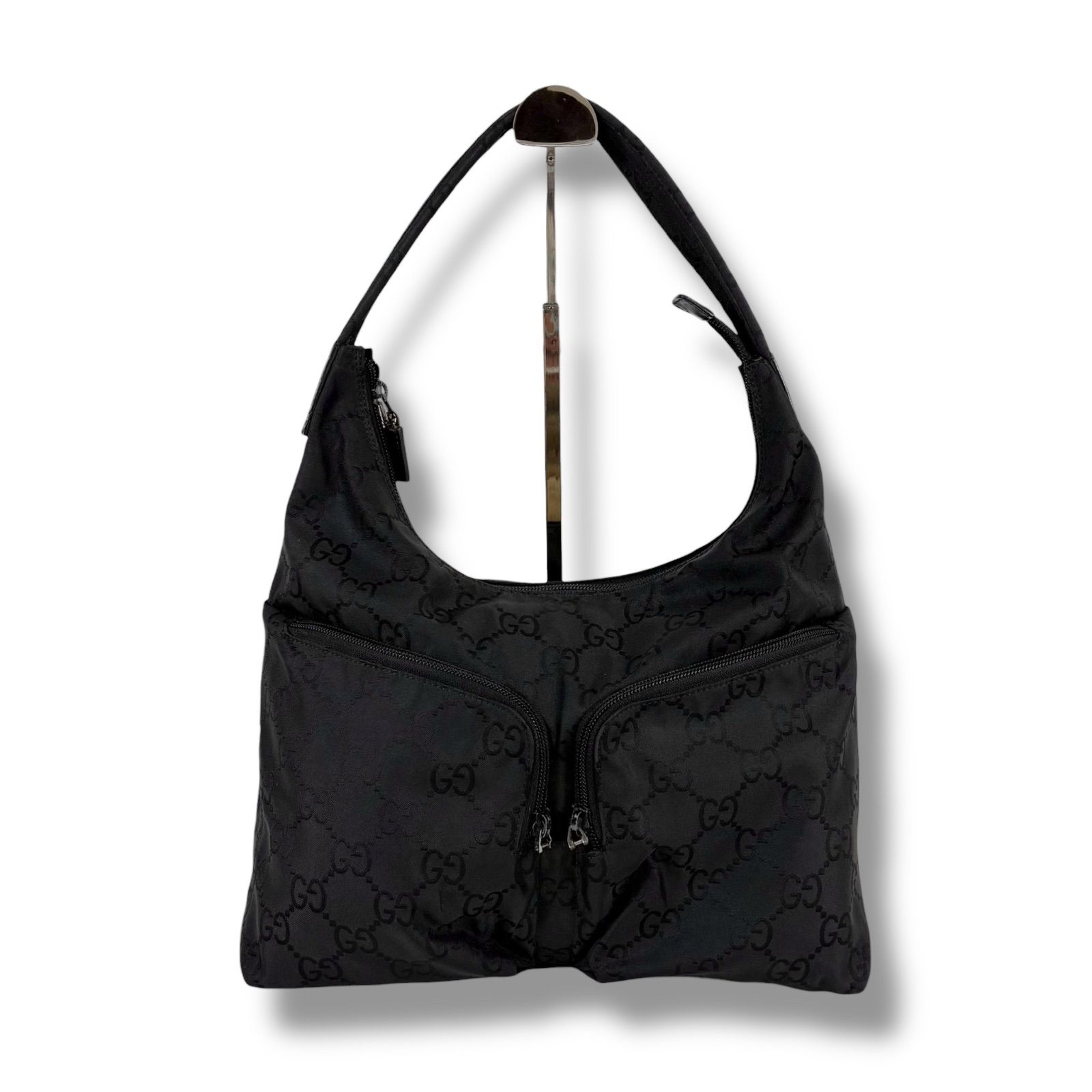 グッチ GUCCI ワンショルダーバッグ GG柄 ナイロン ブラック 黒