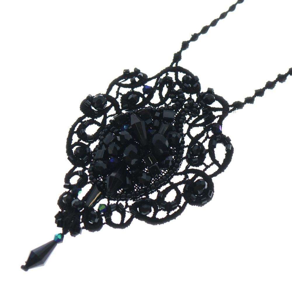 UNDERCOVER (アンダーカバー) ガラス装飾 ブローチネックレス ブラック