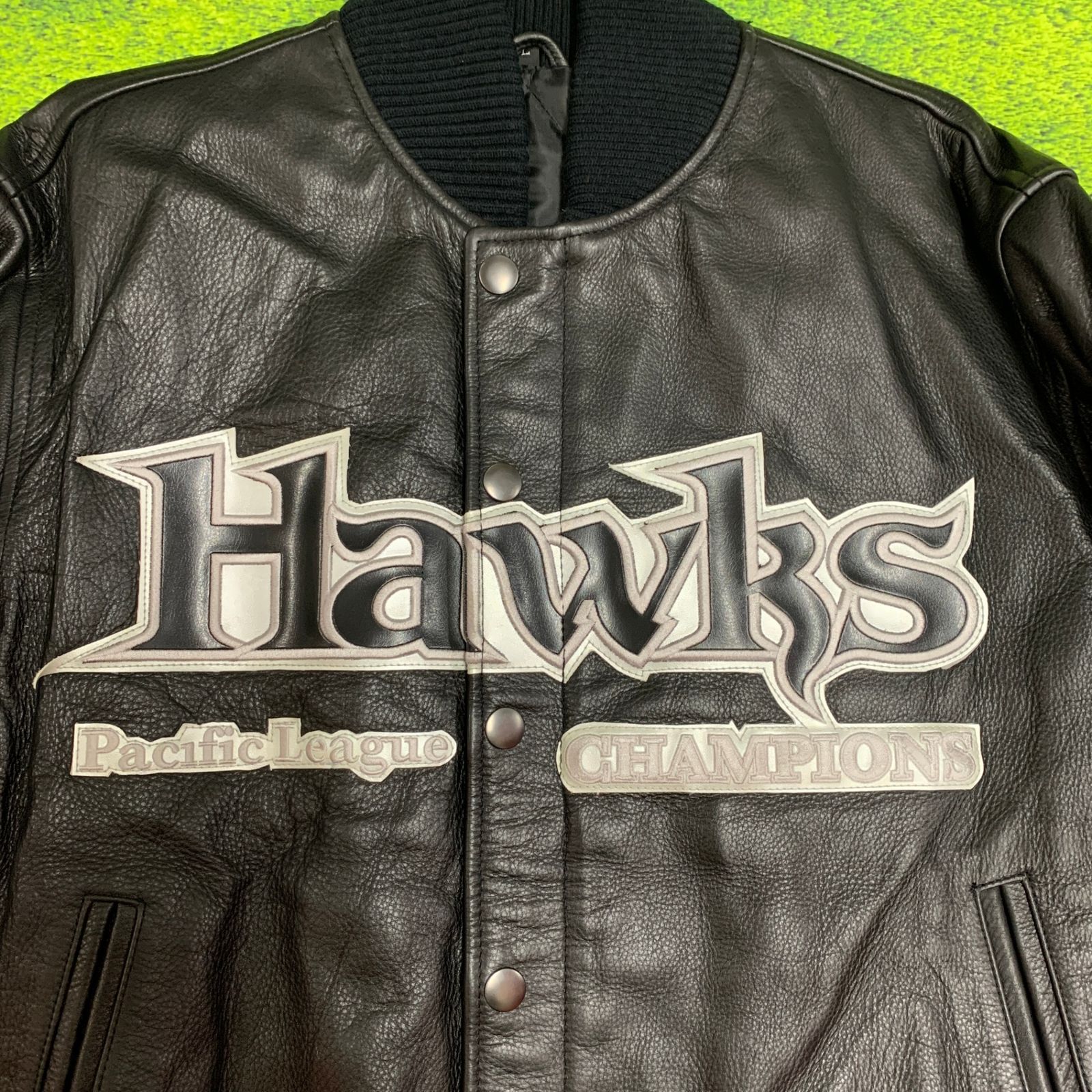 希少】ダイエーホークス 2003年優勝記念 V3 牛革レザージャケット L