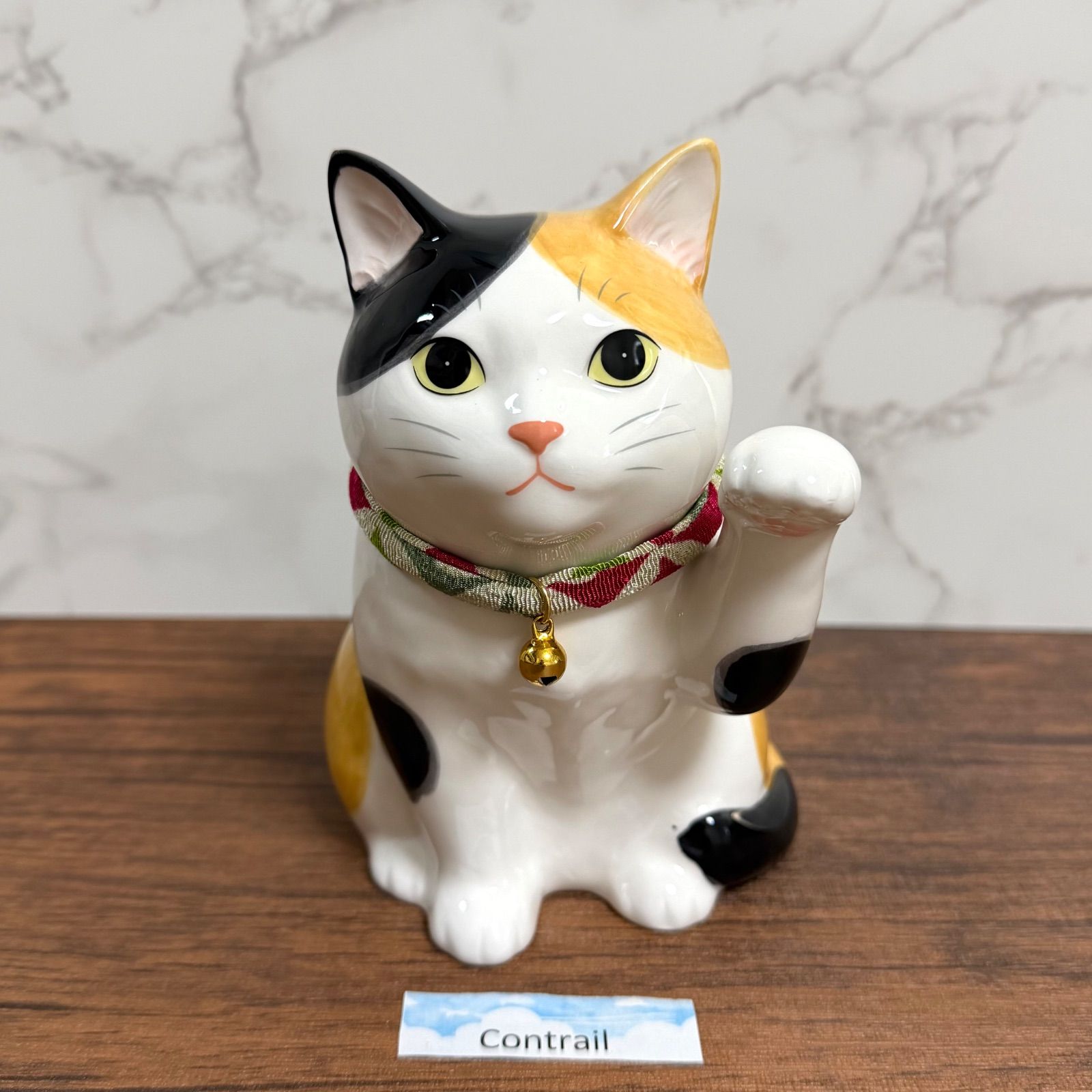 招き猫 うちの招き猫(みけ) 三毛猫 ハチワレ 薬師窯 左手 千客万来