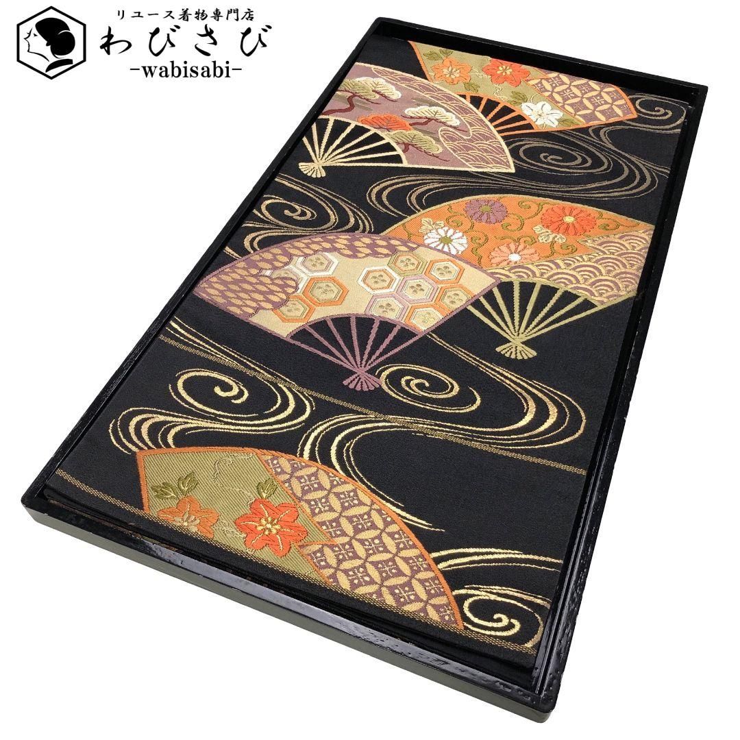 袋帯 花亀甲繋ぎと流水に古典草花文 袋帯花亀甲繋ぎと流水に古典草花文