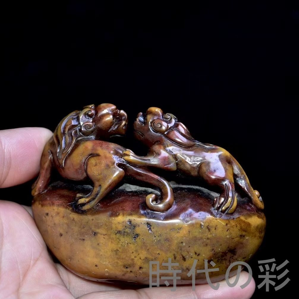 旧蔵 芙蓉石 印章置物】寿山石 名家彫刻 中国古美術 文房具 書道具