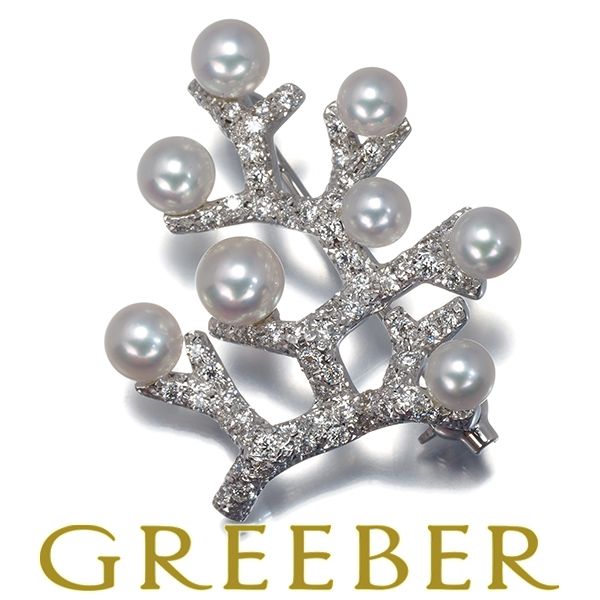 ミキモト ブローチ ベビーパール 真珠 3.8-4.7mm ダイヤ ダイヤモンド