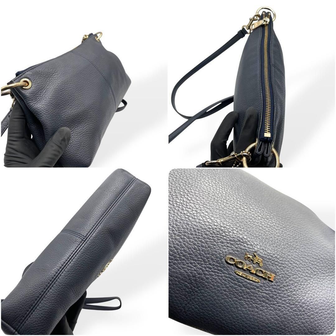 極美品 COACH コーチ ショルダーバッグ レザー 斜め掛け ネイビー